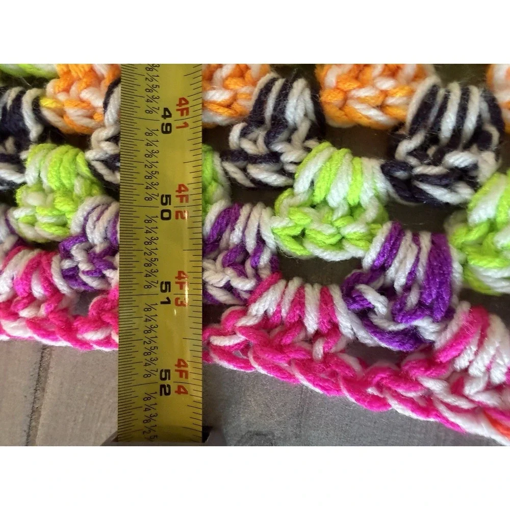 Handmade Rainbow Neon‎ Afghan Blanket Crochet 52x52 Throw Psychedelic Mid-Weight